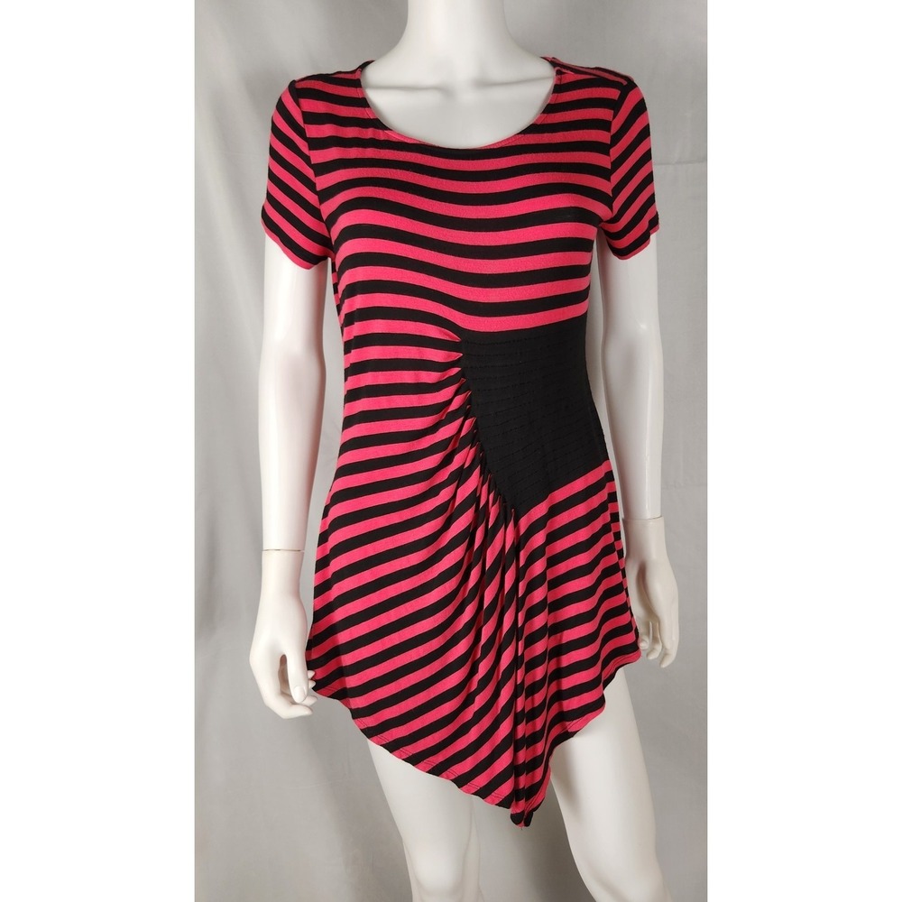 Beige by Eci Striped Asymmetric Y2K/Indie/Grunge/Punk/Edgy Women's Tunic Top L